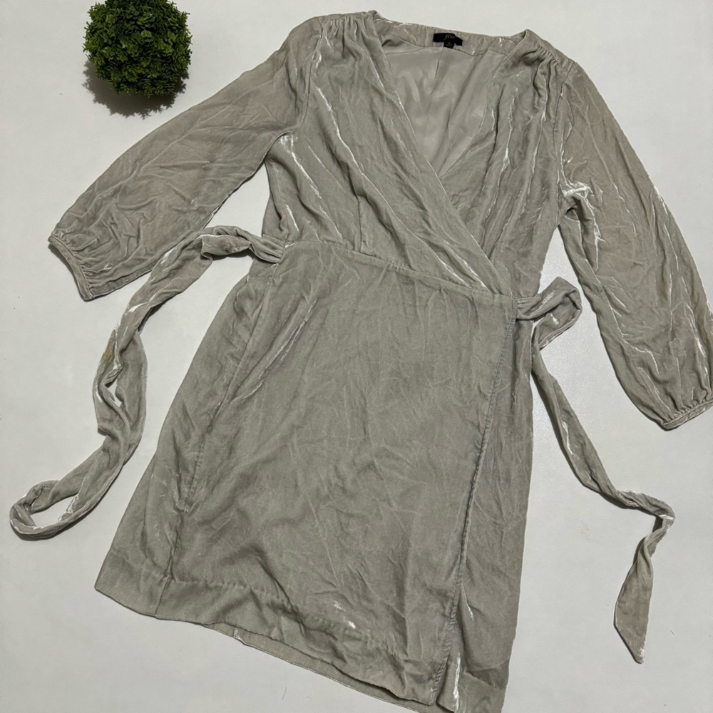 J. Crew Wrap Dress in Light Gray